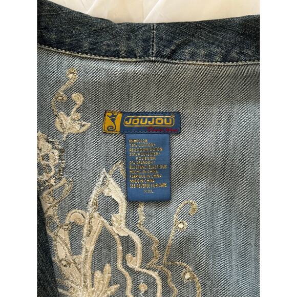 JouJou Y2K Embroidered Denim Jacket XXL - Picture 9 of 14